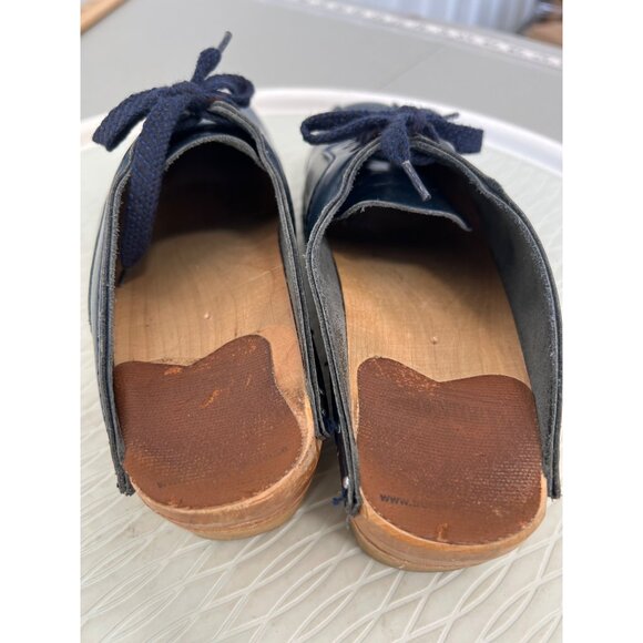 Troentorp Bastad Audubon Leather Clog Size 35 Navy Blue Leather Round Toe Comfy - Picture 5 of 9